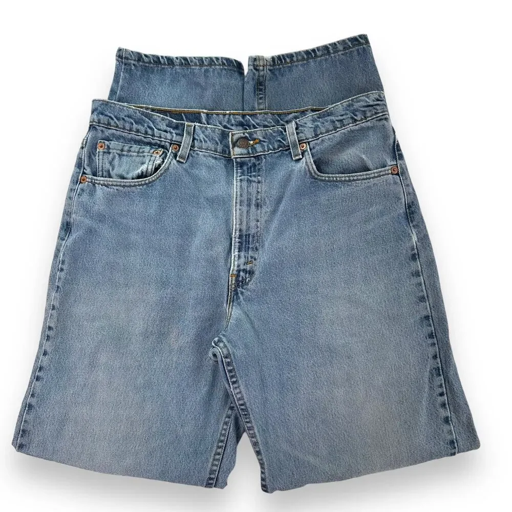 Vtg 90s Levis Jeans 550 Relaxed Fit Cotton Light Wash Blue Denim Mens W36 L34